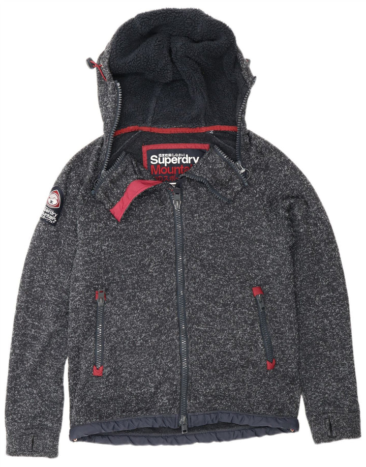 Мужской свитер с капюшоном на молнии Superdry UK 14, средний темно-синий, полиэстер с крапинками
