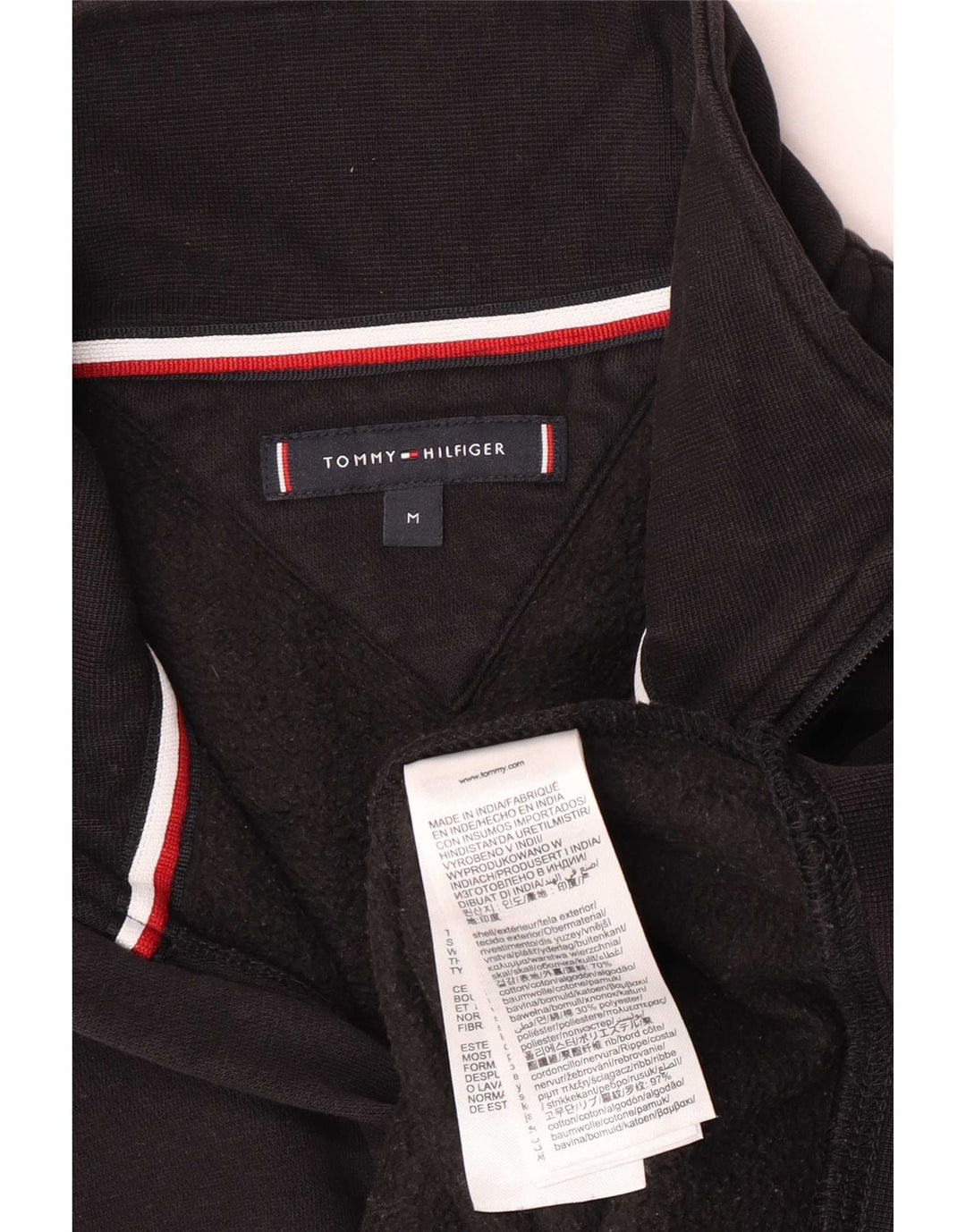 Мужской свитшот на молнии с рисунком Tommy Hilfiger, джемпер среднего размера, черный, хлопок