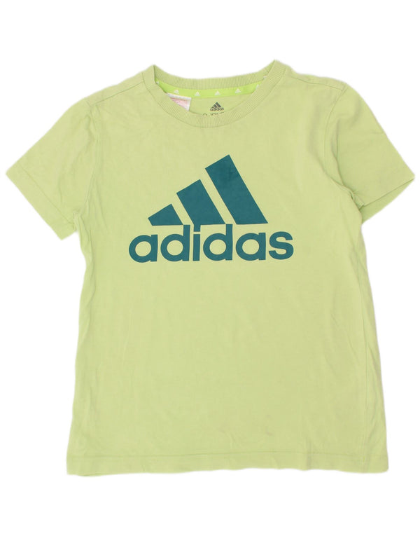 Футболка Adidas с рисунком для мальчиков, топ 9–10 лет, зеленый хлопок