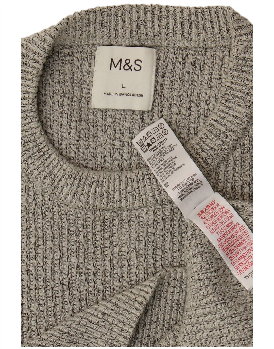Мужской джемпер с круглым вырезом Marks & Spencer, большой серый полиамид
