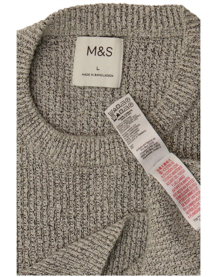 Мужской джемпер с круглым вырезом Marks & Spencer, большой серый полиамид