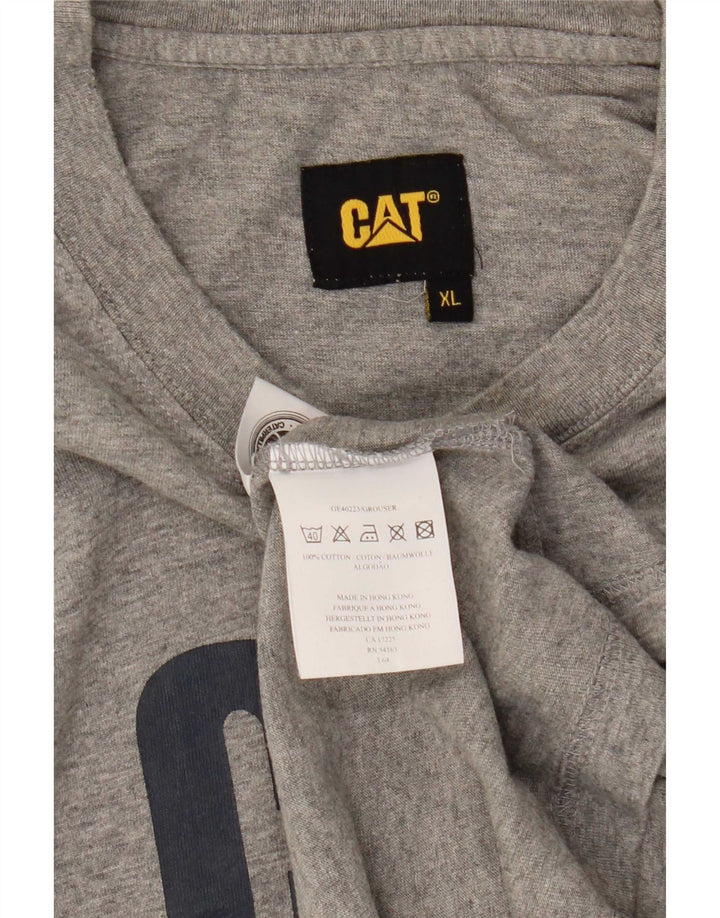 Мужская футболка с рисунком CAT XL, серая, хлопок