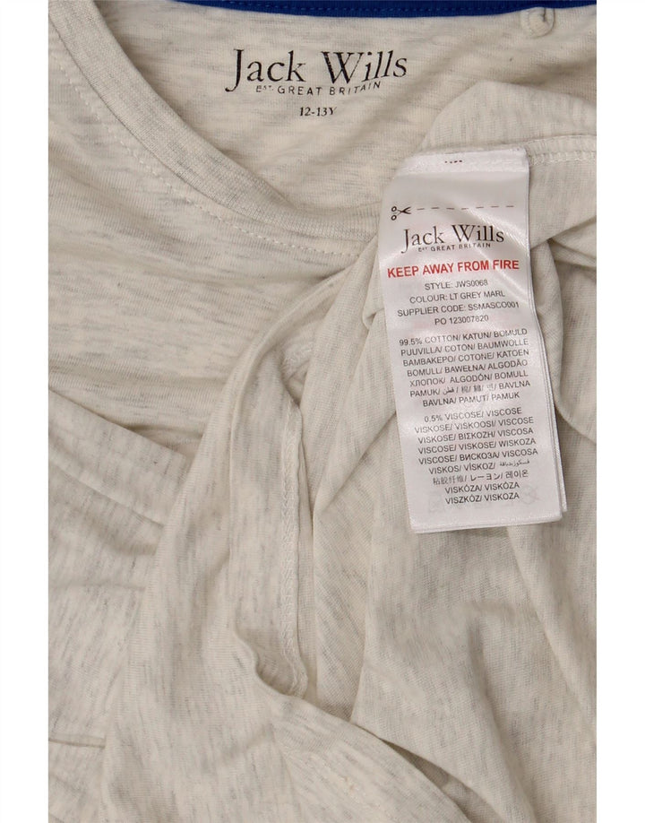 Футболка с рисунком для мальчиков Jack Wills, длинный рукав, серый хлопок, 12–13 лет