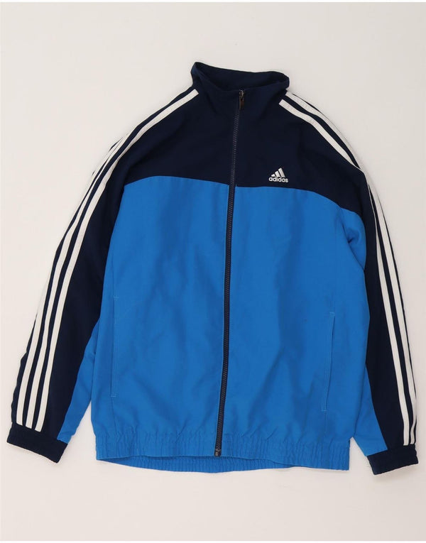 Спортивный костюм Adidas Climalite для мальчиков, верхняя куртка 13–14 лет, синяя с цветными блоками