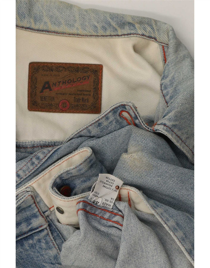 Женская укороченная джинсовая куртка Benetton IT 48 XL, синяя, хлопок
