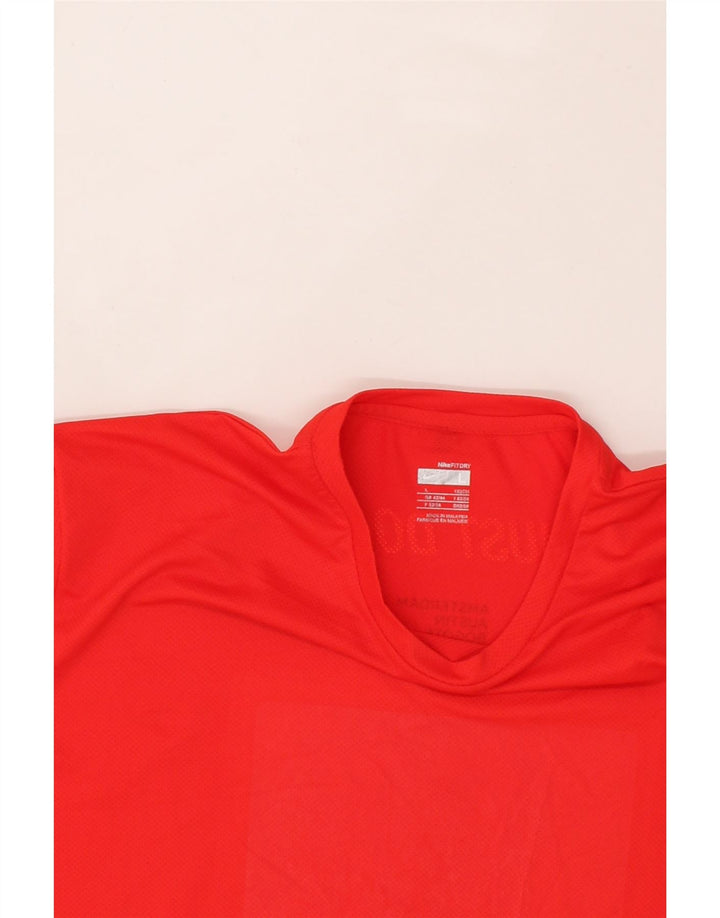 NIKE Mens Graphic T-Shirt Top UK 42/44 Large Red Polyamide Vintage Nike and Second-Hand Nike from Messina Hembry 