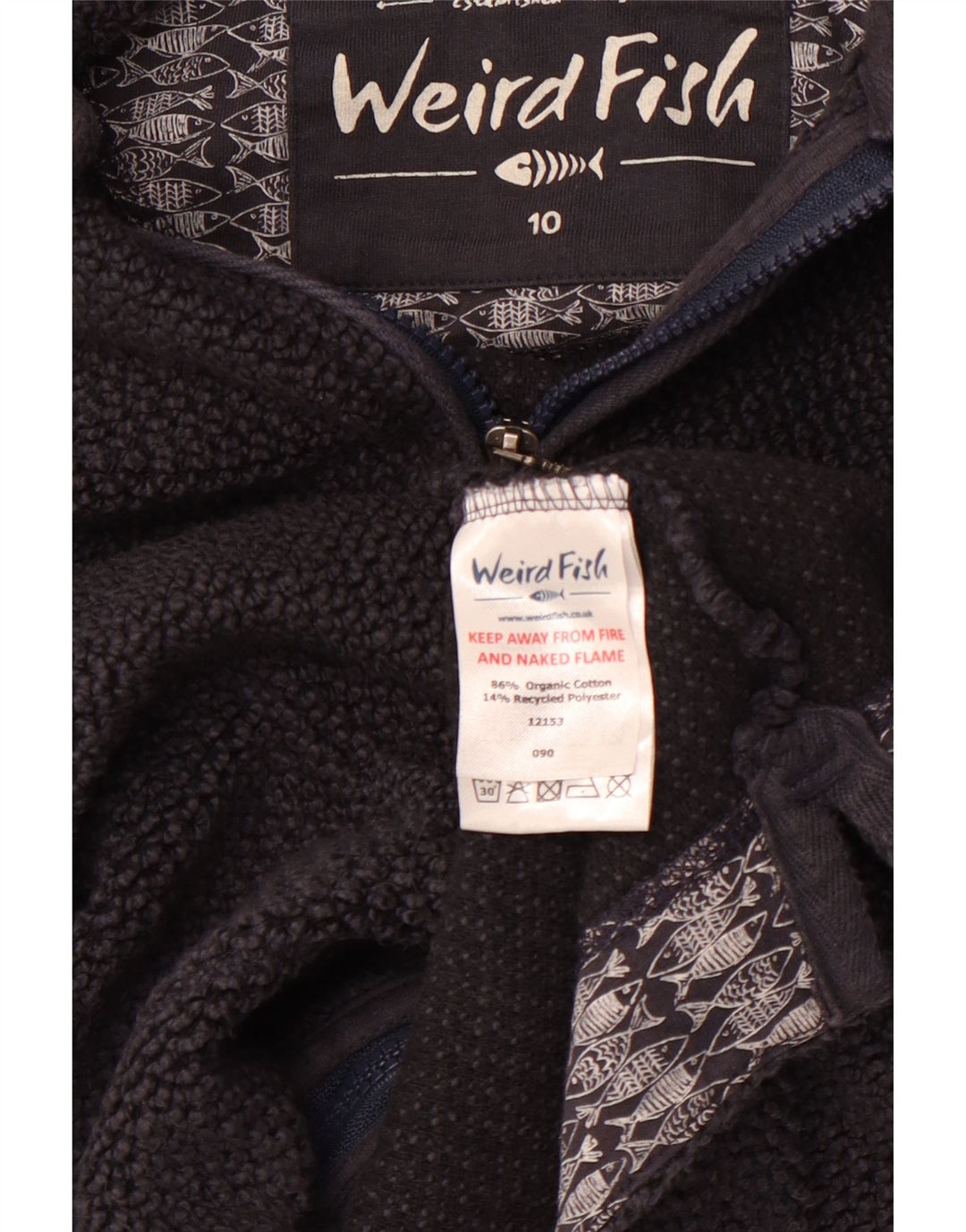 Женский свитер с капюшоном на молнии WEIRD FISH, размер UK 10, маленький, темно-синий, хлопок