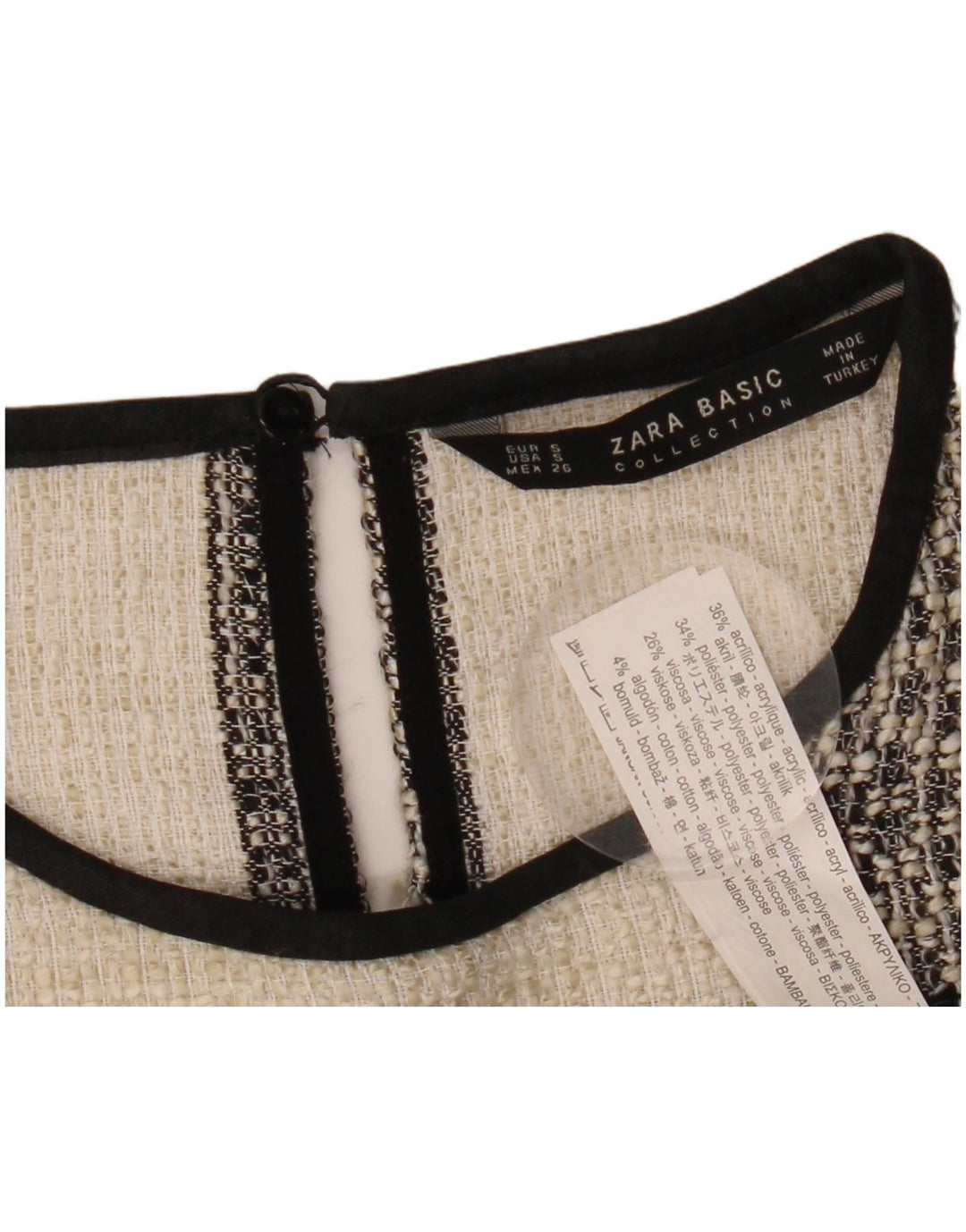 Женская блузка Zara Top UK 10, маленькая, в белую клетку, акрил