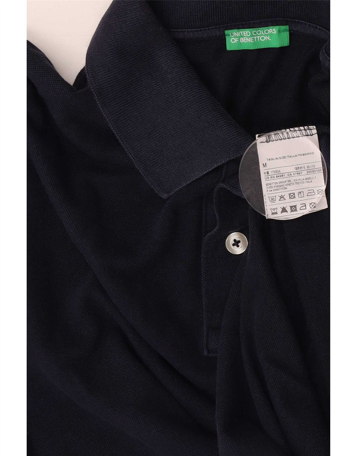 Мужская рубашка поло Benetton, темно-синяя, хлопковая, среднего размера