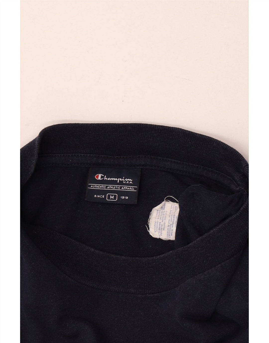 Мужская футболка с рисунком Champion, топ среднего размера, темно-синий, хлопок