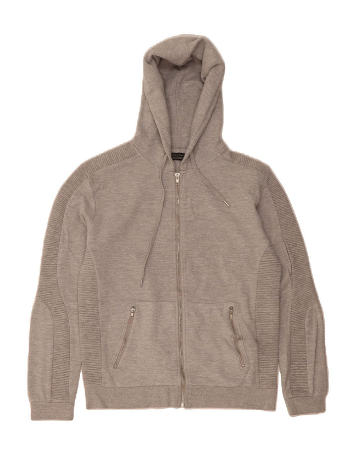 ZARA Mens Zip Hoodie Sweater Medium Grey Cotton Vintage Zara and Second-Hand Zara from Messina Hembry 