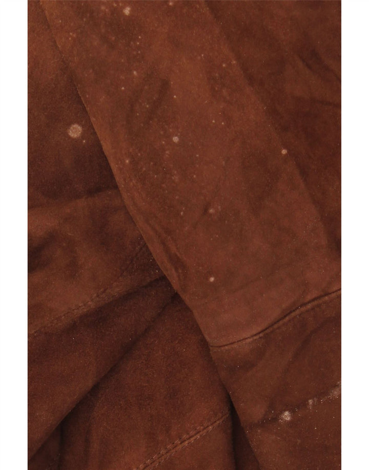 VINTAGE Womens Oversized Suede Overcoat IT 46 Large Brown Leather