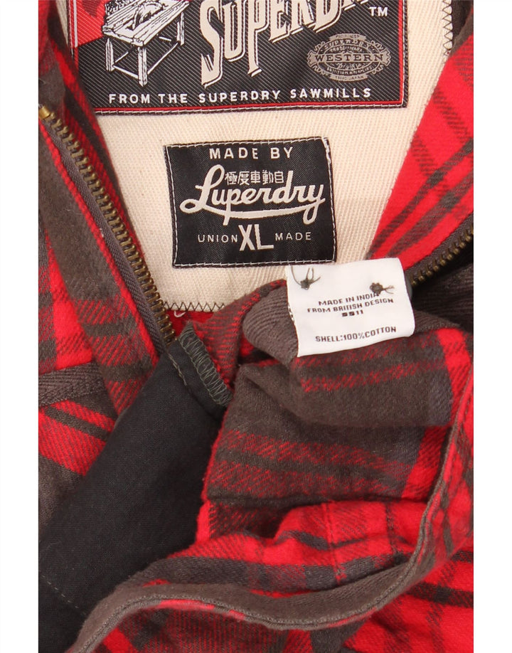 Мужская куртка Superdry UK 42 XL, хлопок в красную клетку