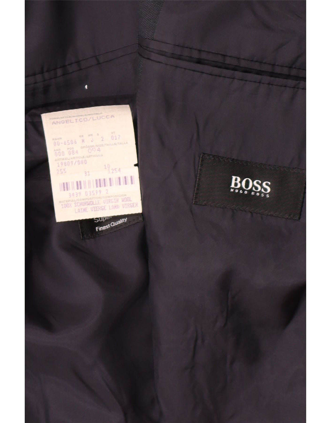 HUGO BOSS Mens 3 Button Blazer Jacket Size 94 Medium Navy Blue Virgin Wool