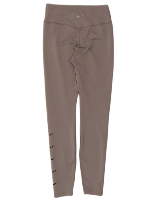 Женские леггинсы с рисунком Nike Dri Fit UK 12, средний серый полиэстер