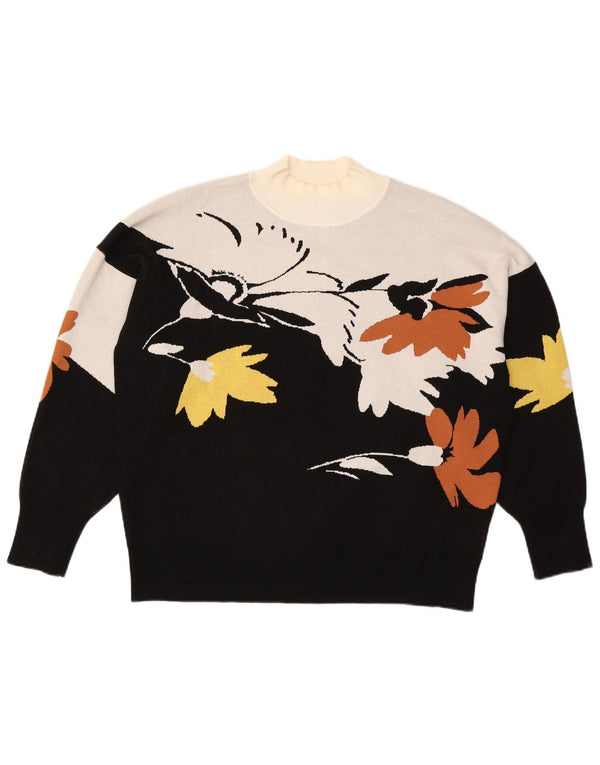 TED BAKER Womens Turtle Neck Jumper Sweater Size 5 XL Black Colourblock