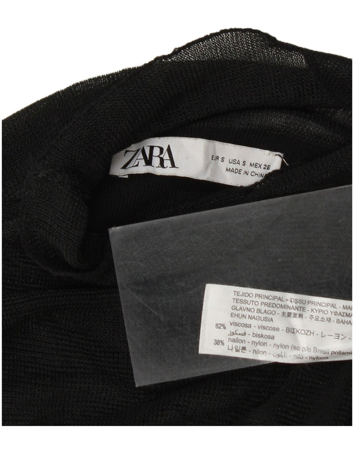 Женская прозрачная блузка Zara UK 10, маленькая черная вискоза