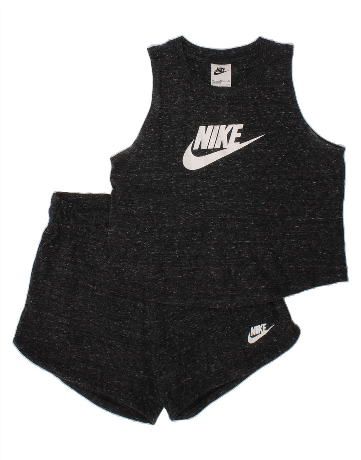 NIKE Girls Graphic 2 Piece Set 10-11 Years Medium Black Flecked Vintage Nike and Second-Hand Nike from Messina Hembry 