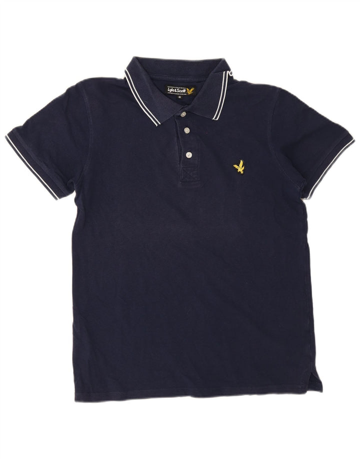 Мужская рубашка-поло Lyle & Scott, маленькая, темно-синяя, хлопковая