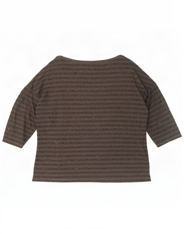 Женский топ Zara с рукавом 3/4 UK 20 2XL, полиэстер в серую полоску