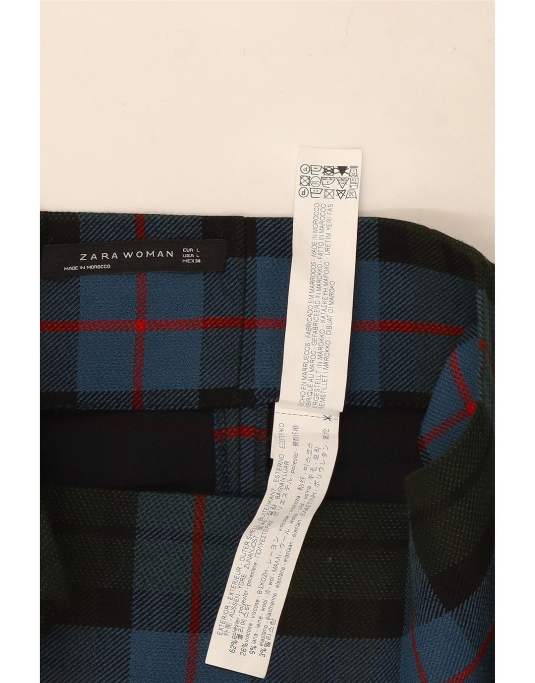 Женская юбка-карандаш миди Zara, большая, синяя в клетку, полиэстер W32