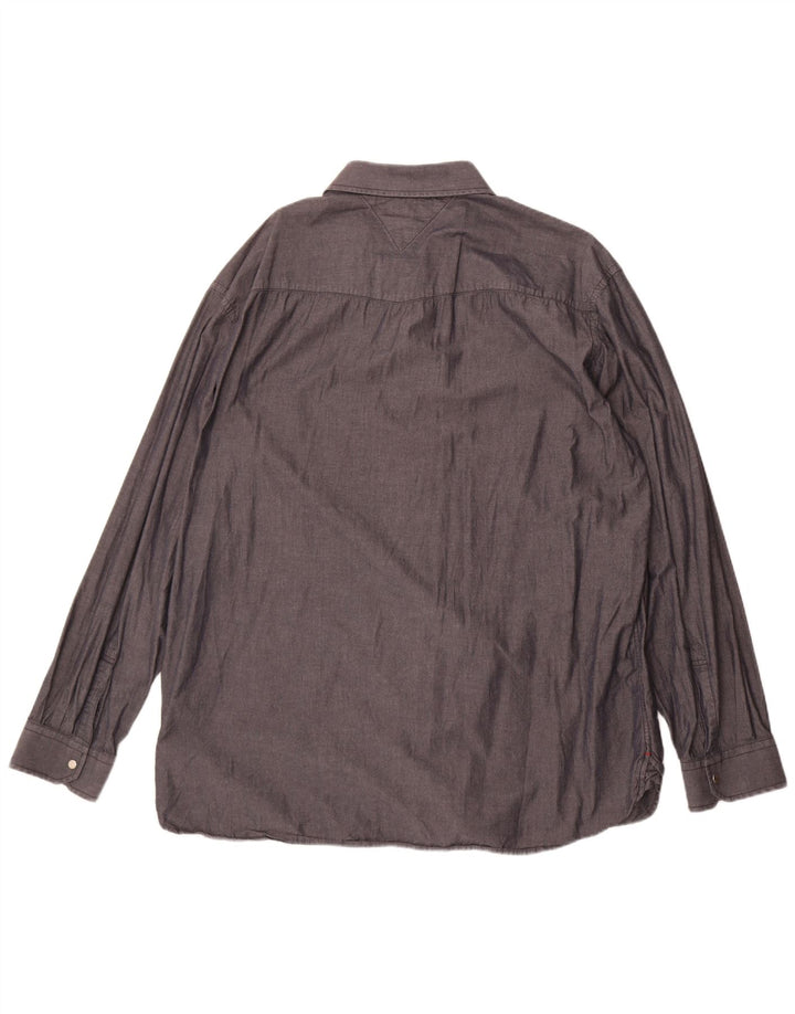 Tommy Hilfiger Мужская рубашка с отделкой 2XL, серая, хлопок