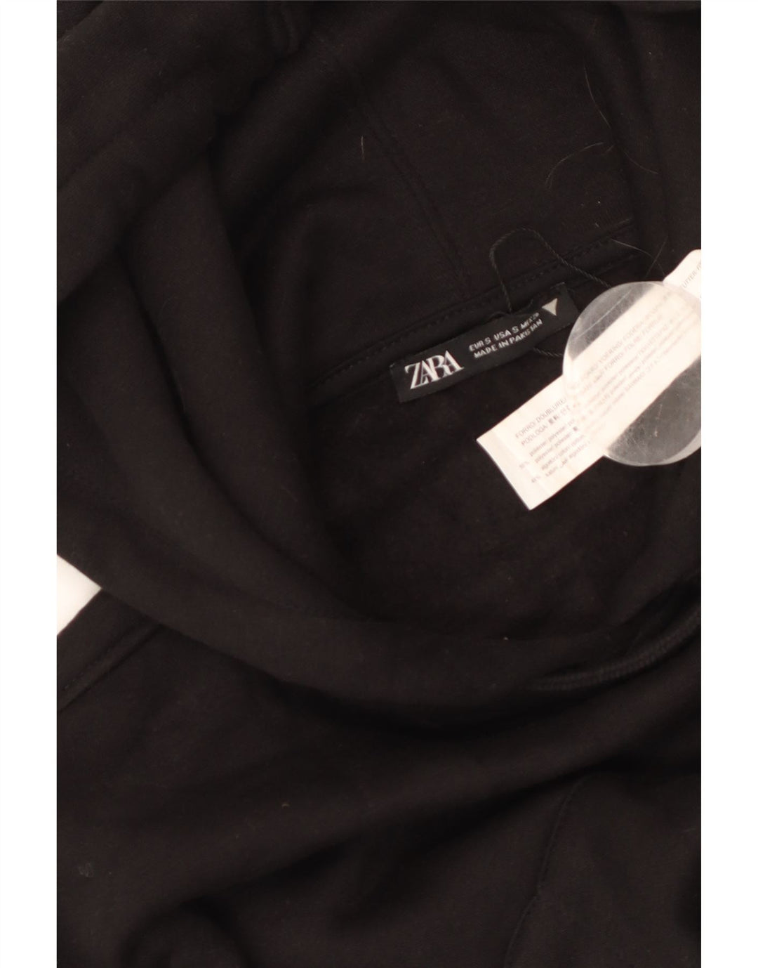 Женский укороченный джемпер с капюшоном ZARA UK 10, маленький черный, полиэстер
