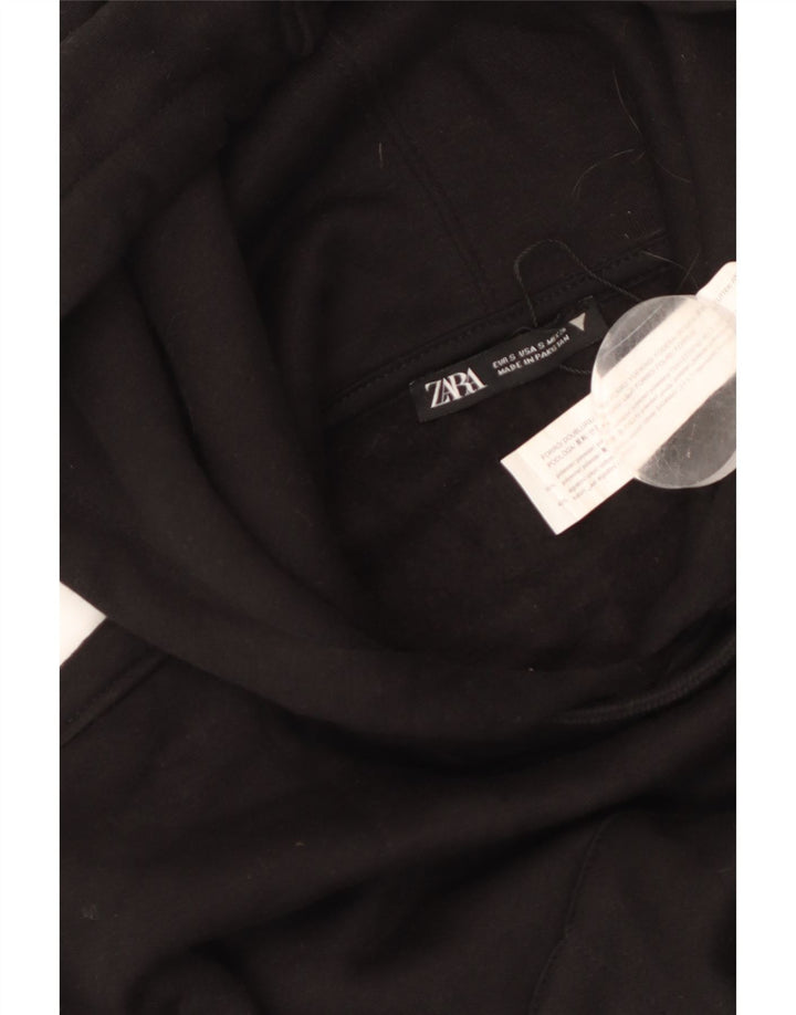 Женский укороченный джемпер с капюшоном ZARA UK 10, маленький черный, полиэстер