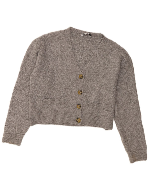 Женский укороченный кардиган Zara UK 14, средний серый акрил