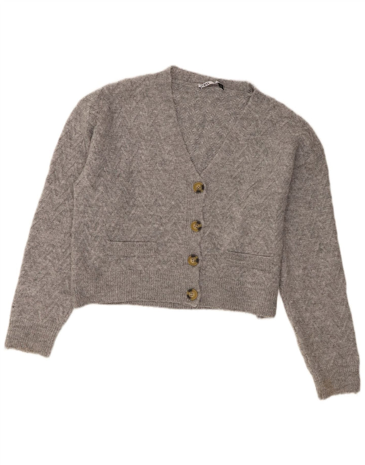 Женский укороченный кардиган Zara UK 14, средний серый акрил