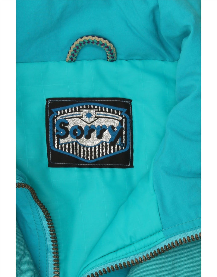 SORRY Womens Oversized Windbreaker Jacket IT 46 Large Blue Colourblock Vintage Sorry and Second-Hand Sorry from Messina Hembry 