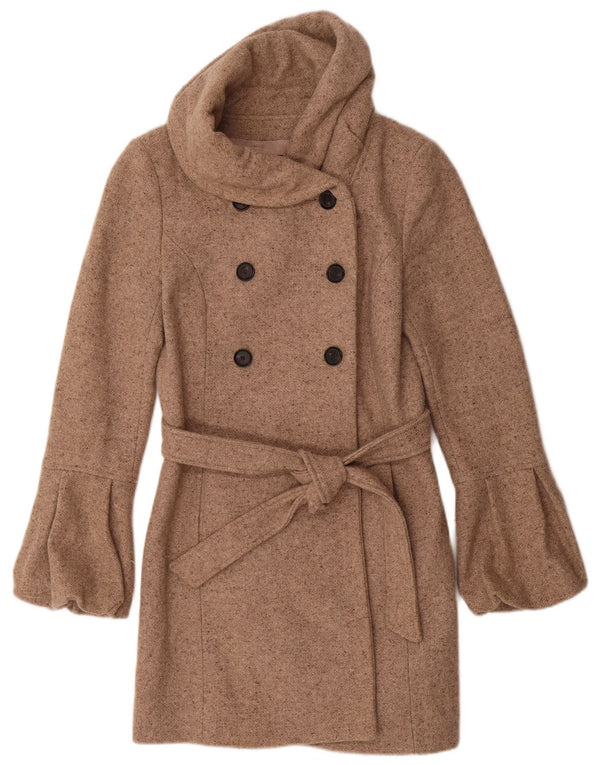 Женское двубортное пальто Zara UK 12, средний бежевый в крапинку