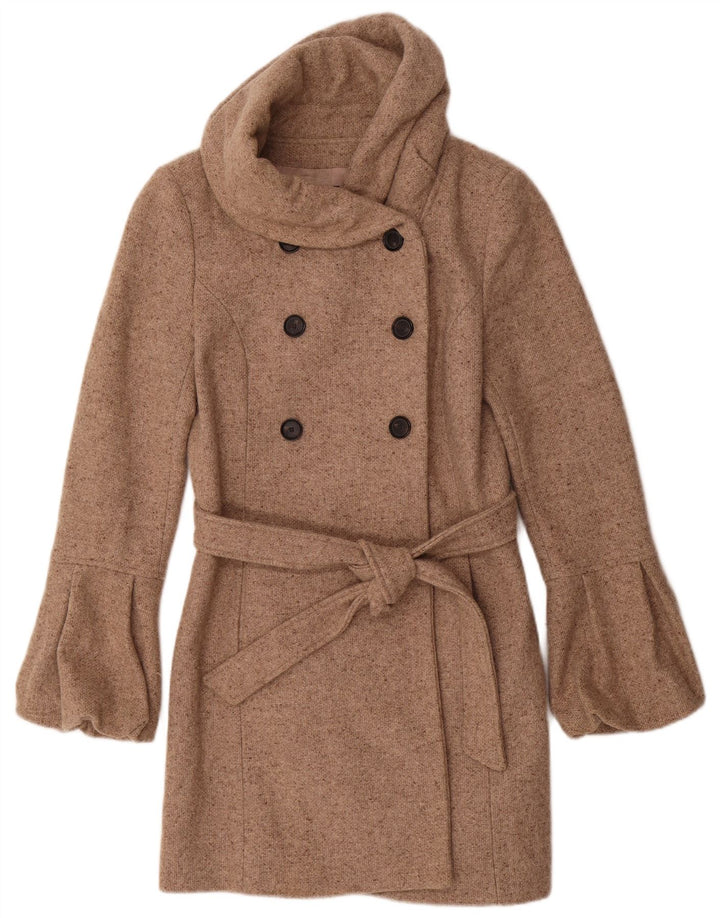 Женское двубортное пальто Zara UK 12, средний бежевый в крапинку