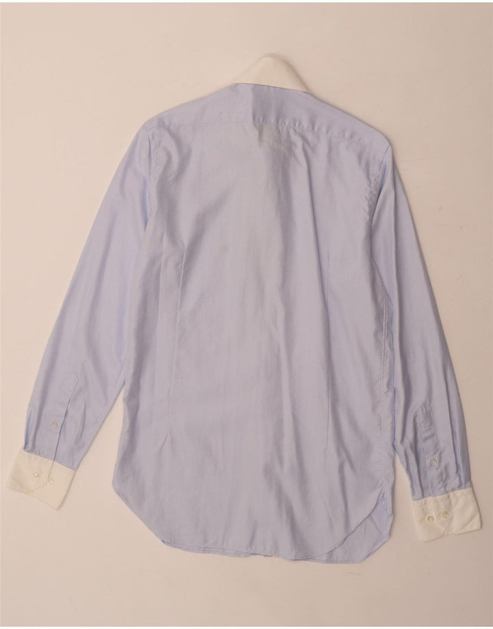 Мужская рубашка Massimo Dutti размер 38 15 средняя синяя с узором "елочка"