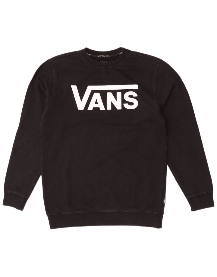 Мужской свитшот с рисунком Vans, большой черный хлопковый джемпер