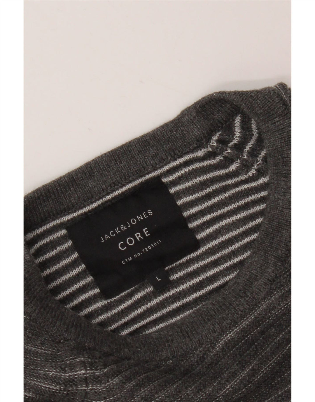 Мужской джемпер с круглым вырезом JACK & JONES, большой серый в тонкую полоску