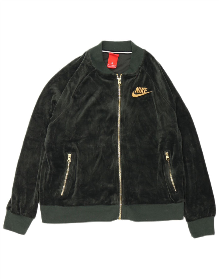 Женская велюровая спортивная куртка Nike UK 14, средний зеленый полиэстер