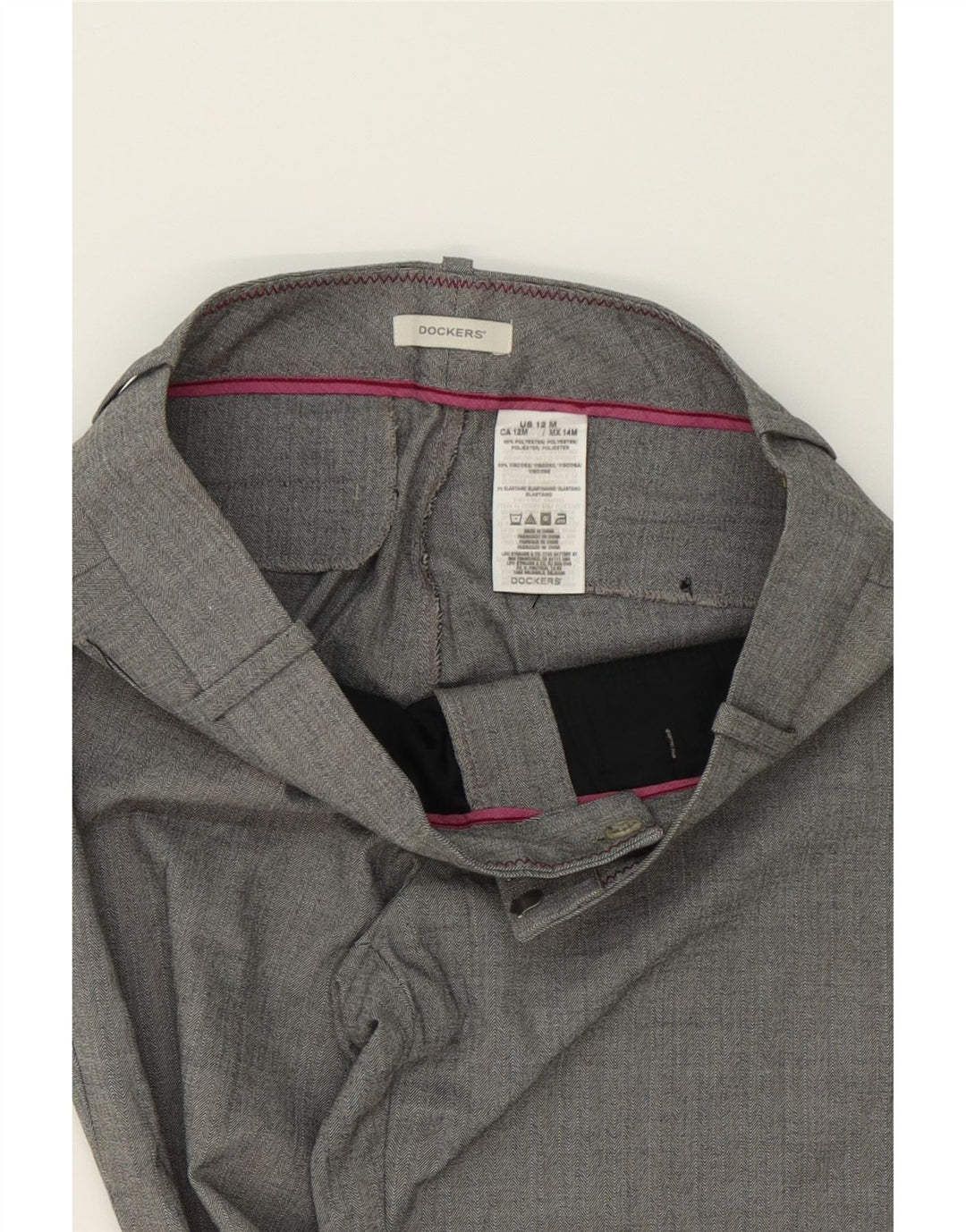 DOCKERS Womens Casual Trousers US 12 Large W36 L32 Grey Herringbone Vintage Dockers and Second-Hand Dockers from Messina Hembry 