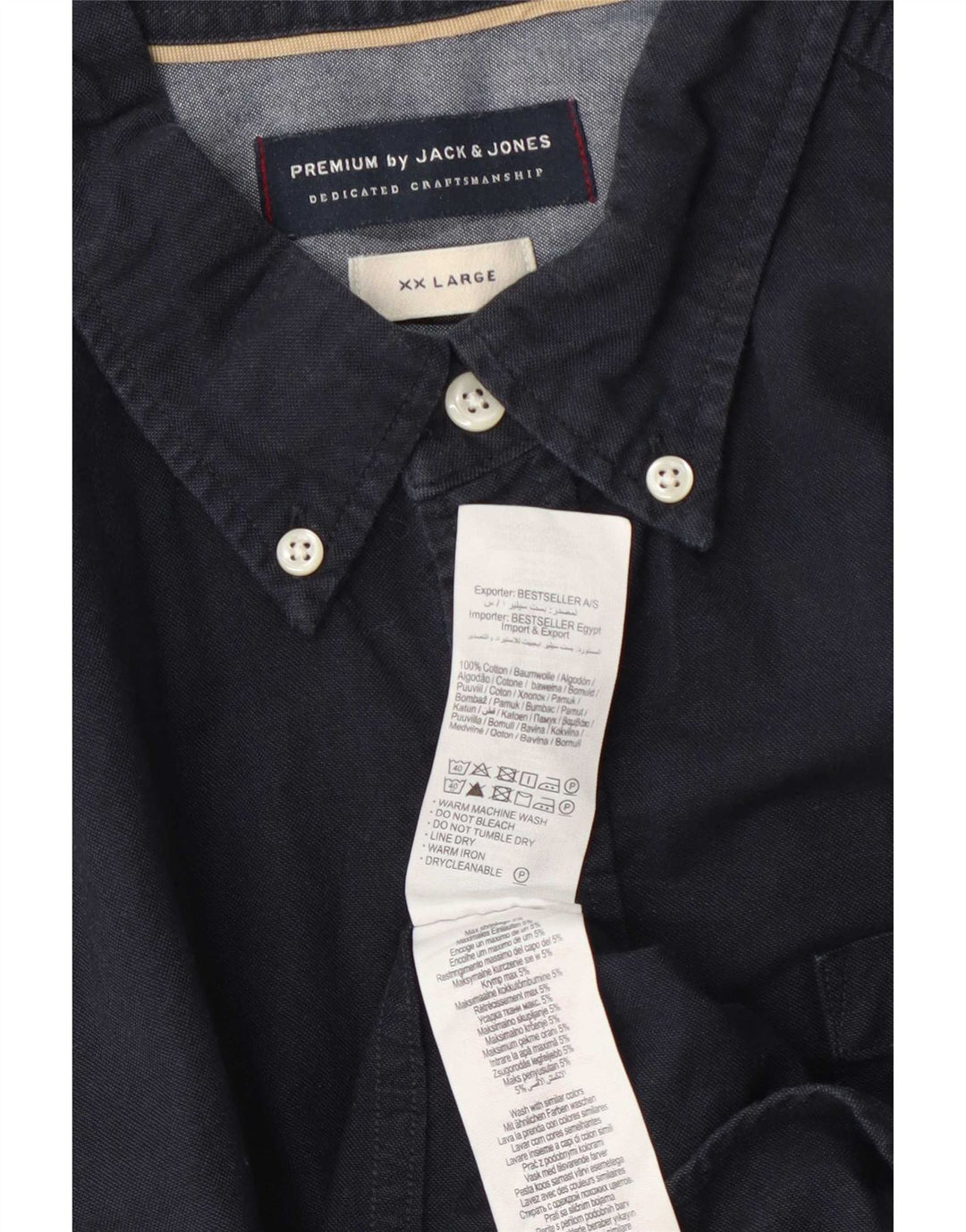 Мужская рубашка Jack & Jones 2XL темно-синяя, хлопок