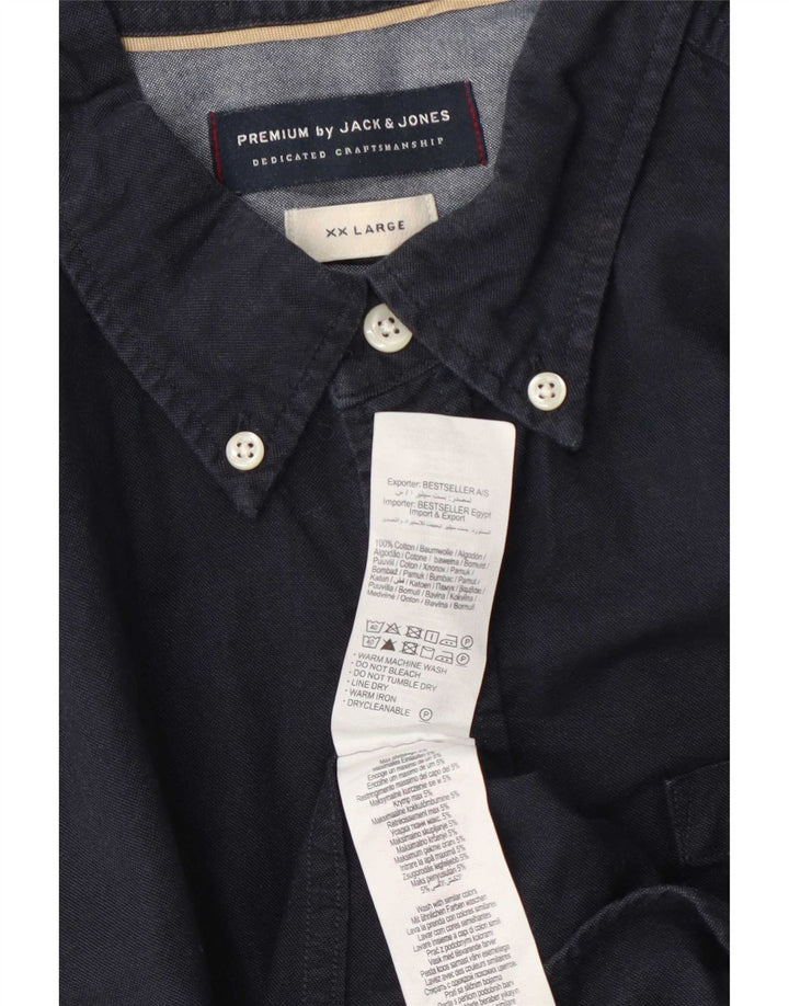 Мужская рубашка Jack & Jones 2XL темно-синяя, хлопок