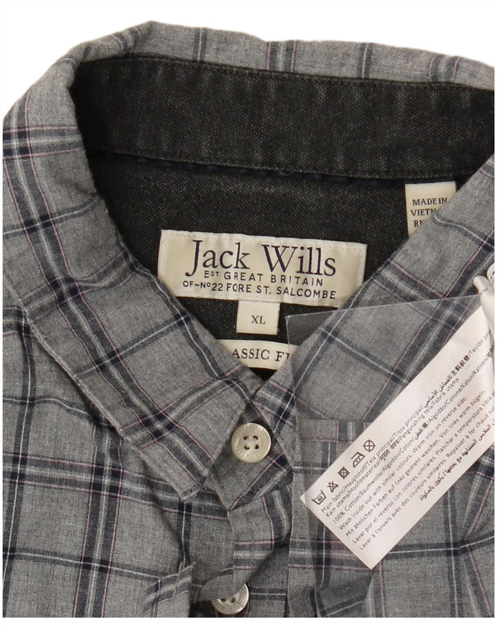 Мужская рубашка классического кроя Jack Wills XL серая в клетку из хлопка