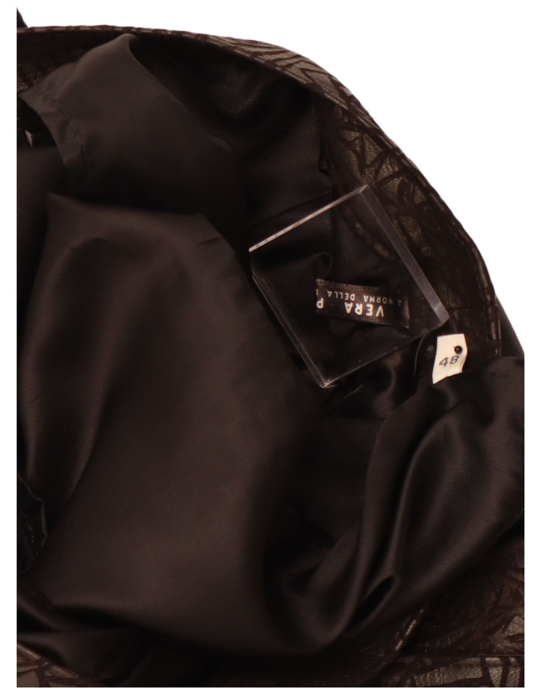 ВИНТАЖНАЯ Женская кожаная юбка W30, кожа среднего размера, черная с геометрическим узором