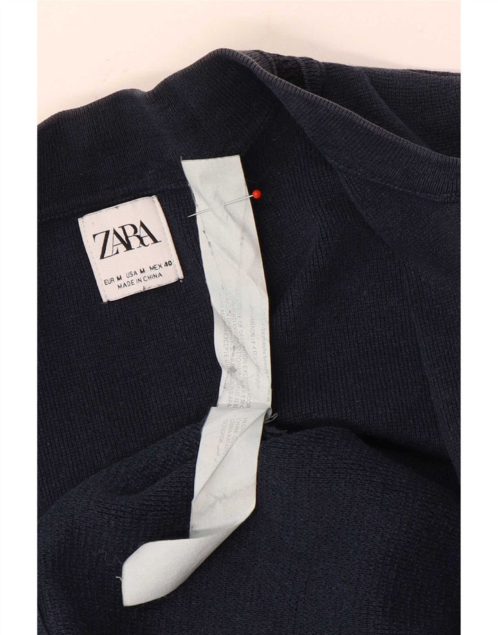 Мужской кардиган Zara среднего размера, темно-синий в тонкую полоску