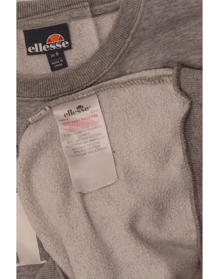 Женский джемпер оверсайз с рисунком Ellesse, Великобритания, 8, маленький, серый, хлопковый