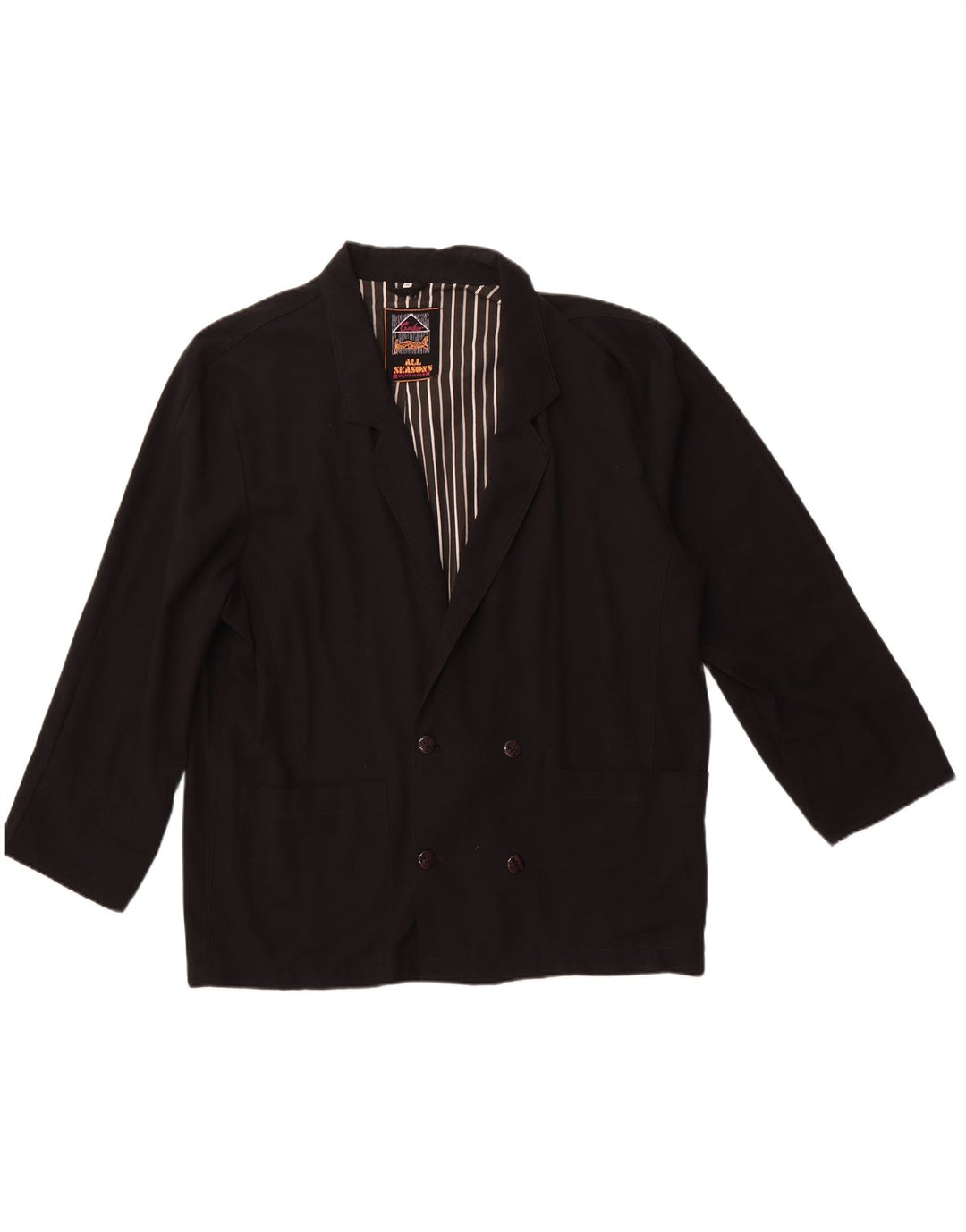 Мужской двубортный пиджак VINTAGE UK 42 XL, черный полиэстер