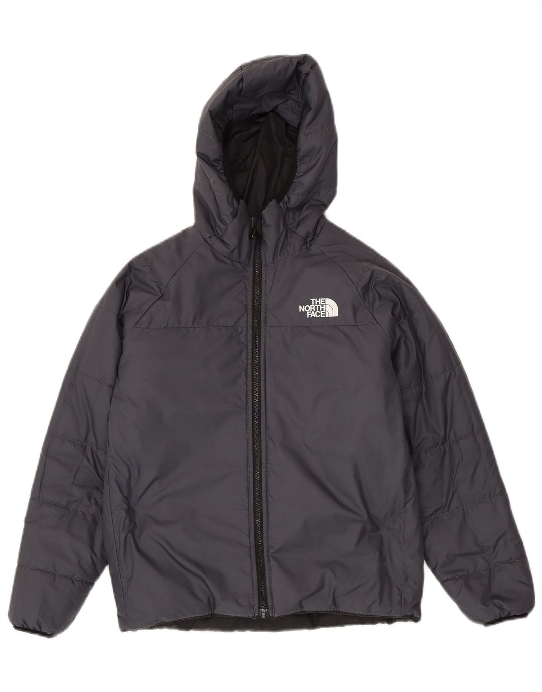 Двусторонняя стеганая куртка с капюшоном для мальчиков The North Face, 11–12 лет, серая
