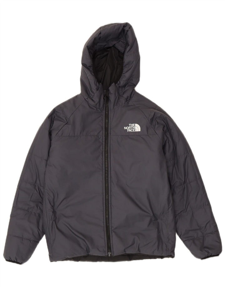 Двусторонняя стеганая куртка с капюшоном для мальчиков The North Face, 11–12 лет, серая