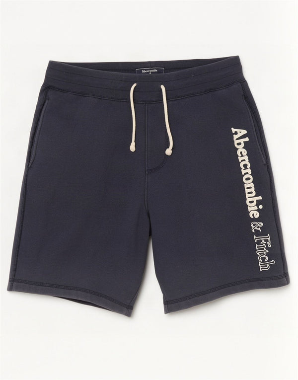 Мужские спортивные шорты с рисунком Abercrombie & Fitch, маленькие, темно-синие, хлопковые
