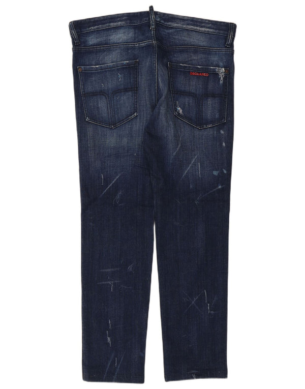 Dsquared2 Женские узкие джинсы с потертостями IT 52 2XL W36 L29 Синий хлопок