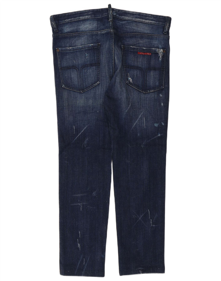 Dsquared2 Женские узкие джинсы с потертостями IT 52 2XL W36 L29 Синий хлопок